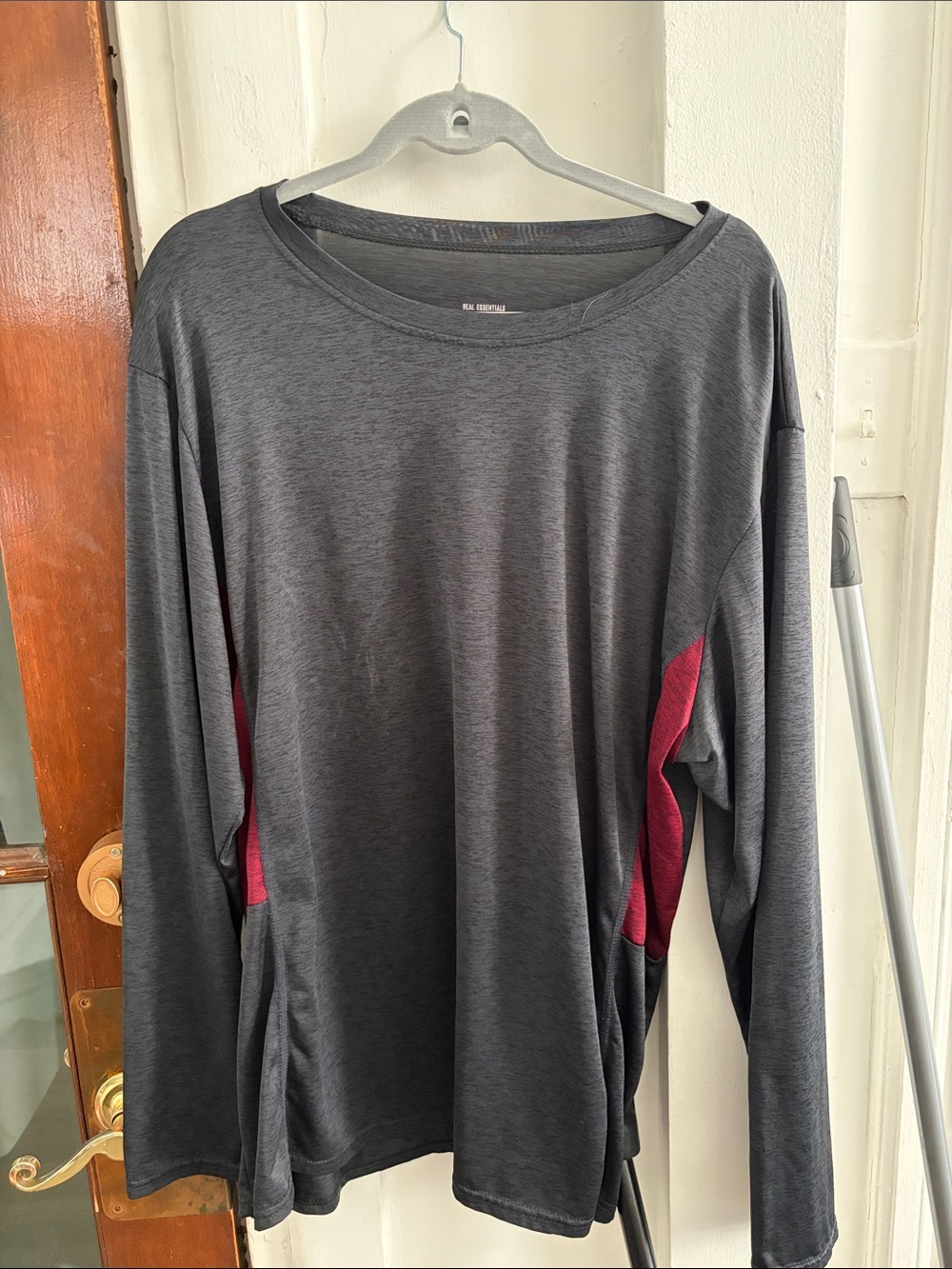 Dark Gray Long-Sleeve Top with Maroon Side Panels